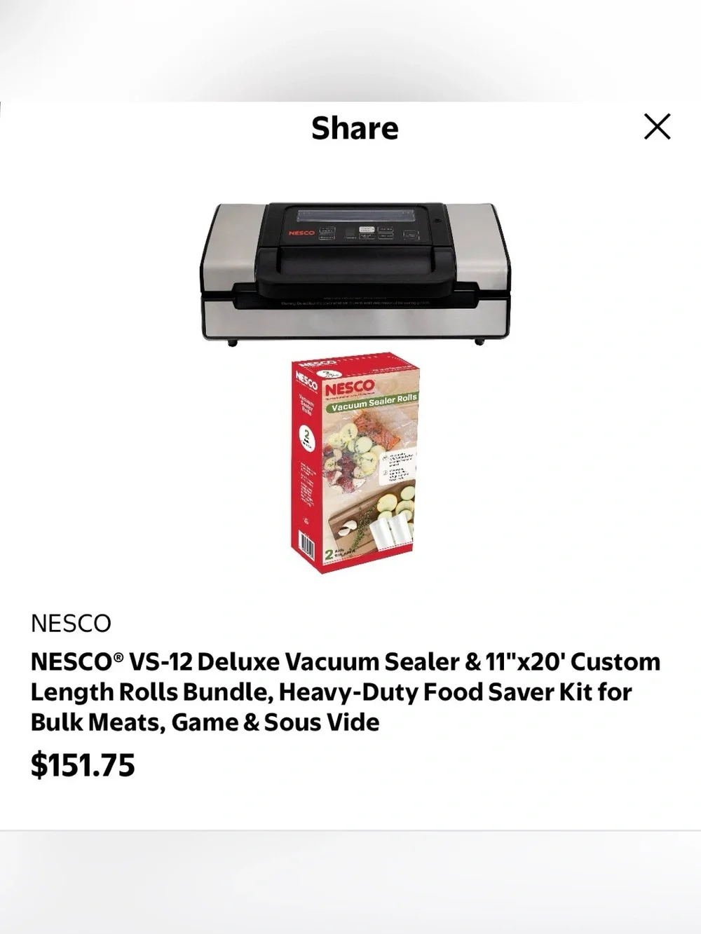 Nesco Deluxe Vacuum Sealer and two extra rolls of seal